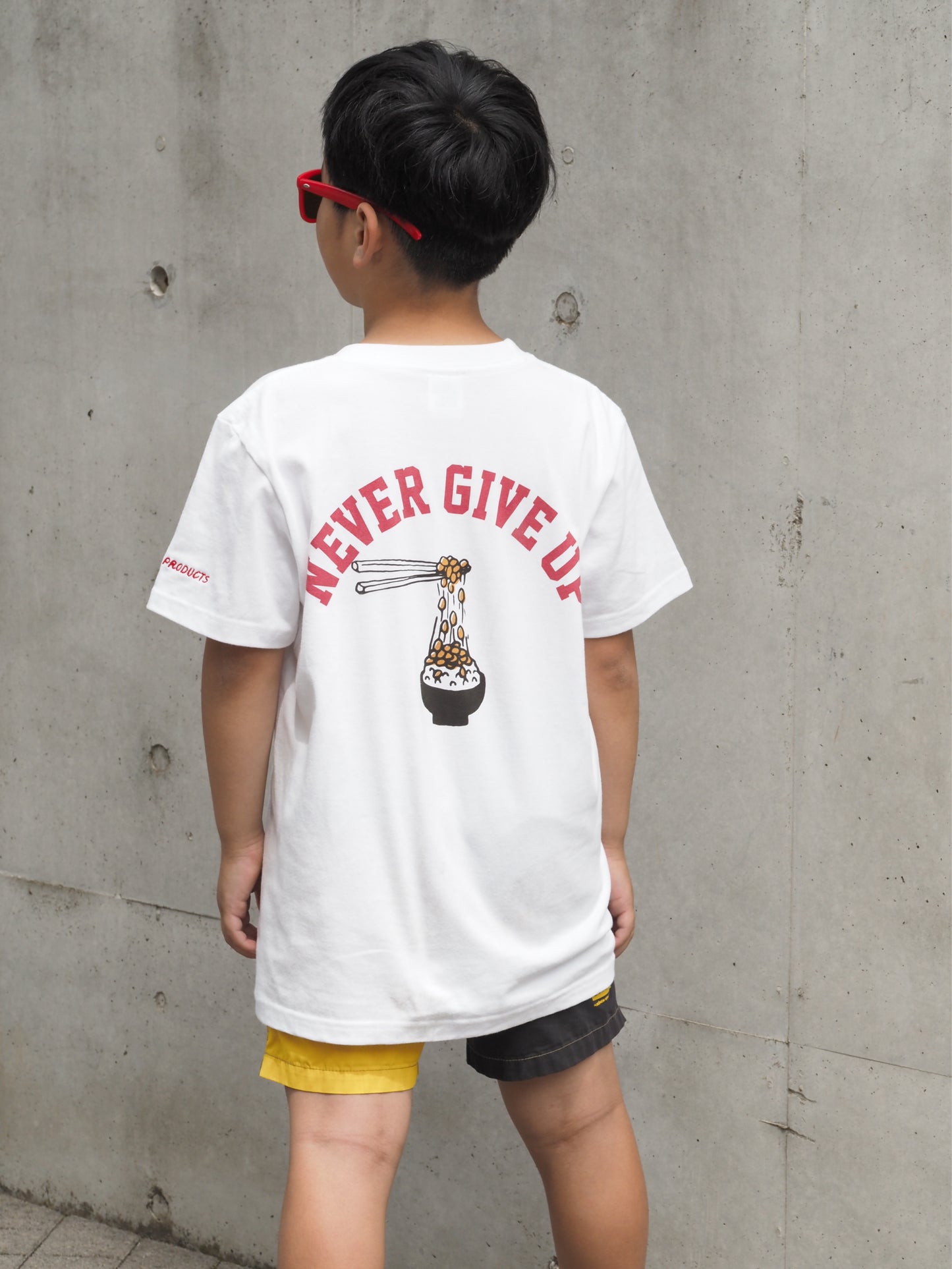 【先行限定販売中】Never give up half tee / white キッズ